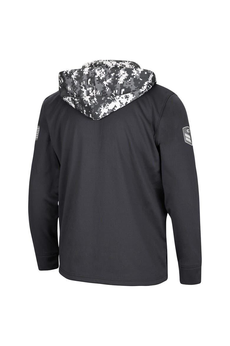 Men's Colosseum Charcoal Georgia Bulldogs OHT Military Appreciation Digital Camo Quarter-Zip Hoodie, Alternate, color, Charcoal