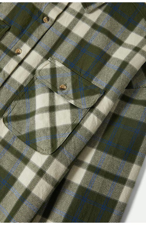 Brixton Bowery Plaid Cotton Overshirt In Green