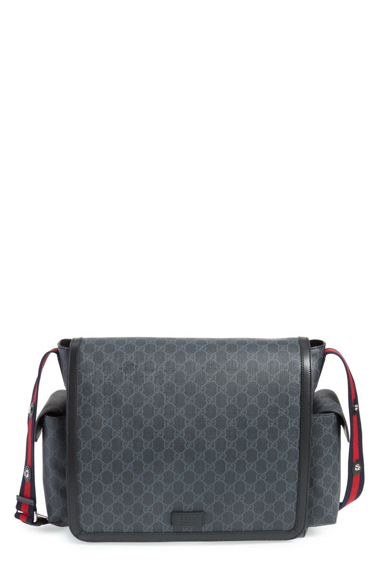 GG Supreme Canvas Diaper Bag, Main, color, BLACK