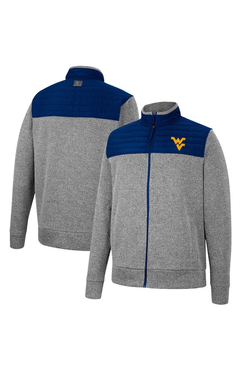 COLOSSEUM Men's Colosseum Charcoal/Navy West Virginia Mountaineers Putter Herringbone Full-Zip Jacket, Main, color, Charcoal