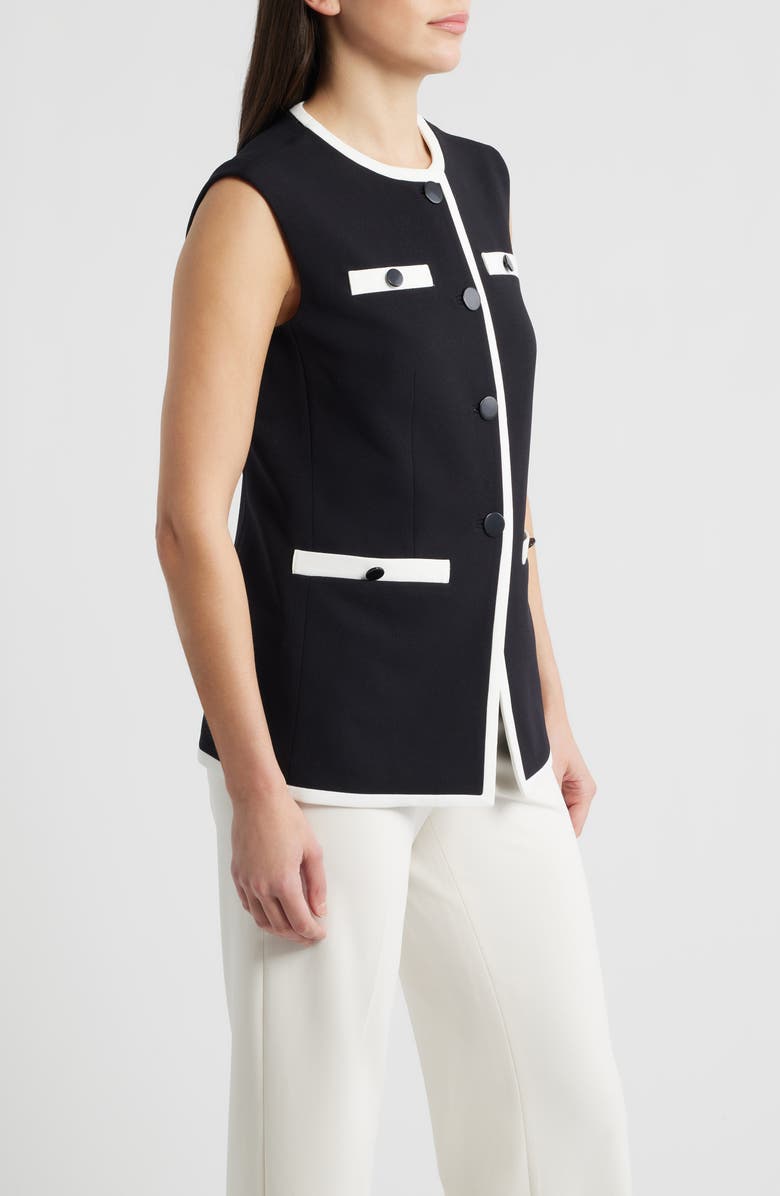 Anne Klein Colorblock Vest, Alternate, color, Anne Black / White Dove