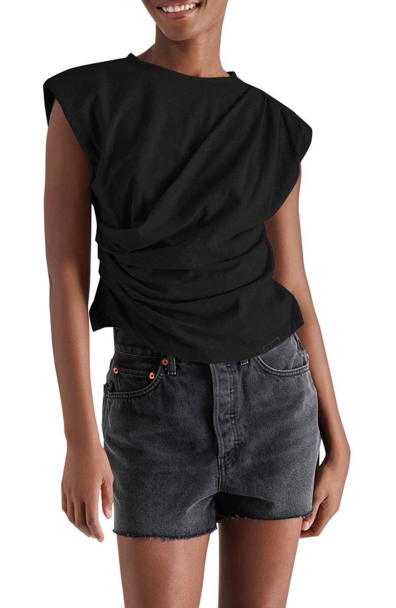 Steve Madden Draped Shoulder Pad T-Shirt, Main, color,