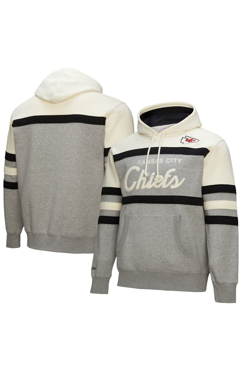 Mitchell & Ness Men's Mitchell & Ness  Heather Gray Kansas City Chiefs Head Coach Vintage Logo Pullover Hoodie, Alternate, color, 
