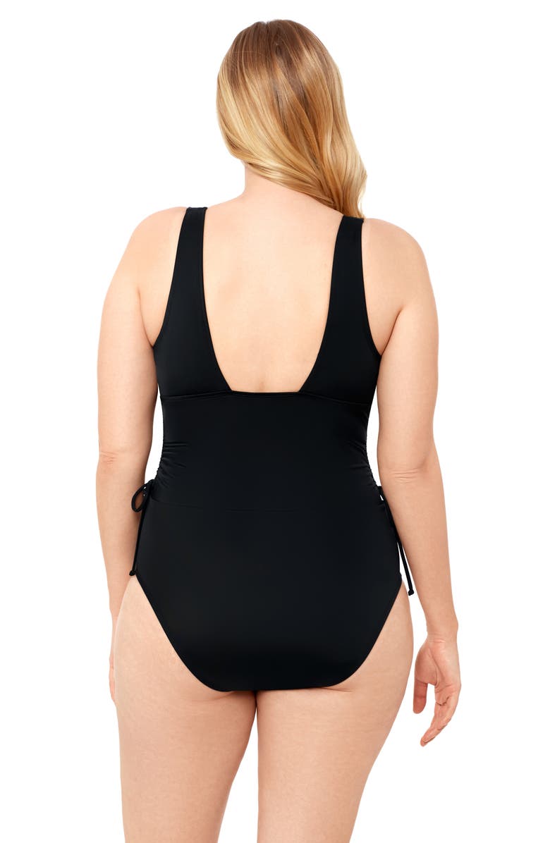 S3 Cinched Adjustable One Piece Swimsuit, Alternate, color, Onyx Black
