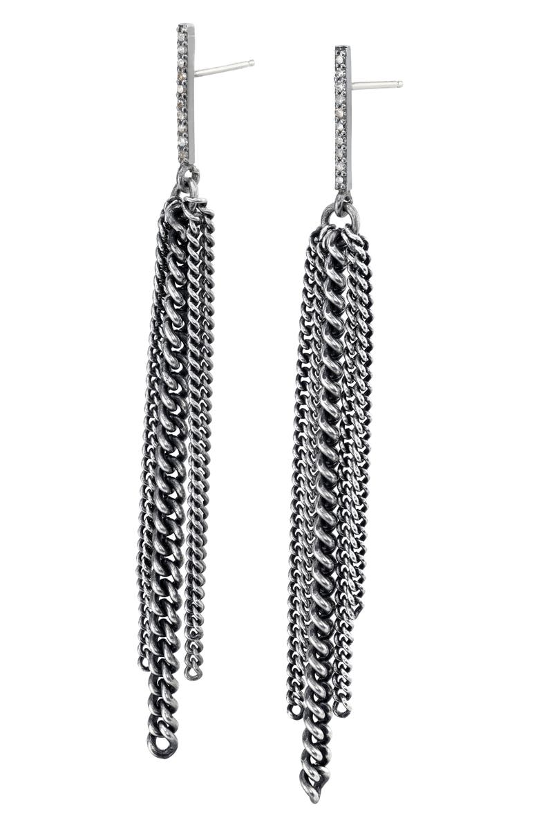 Sheryl Lowe Bar Fringe Earrings with Pavé Diamonds, Alternate, color, 