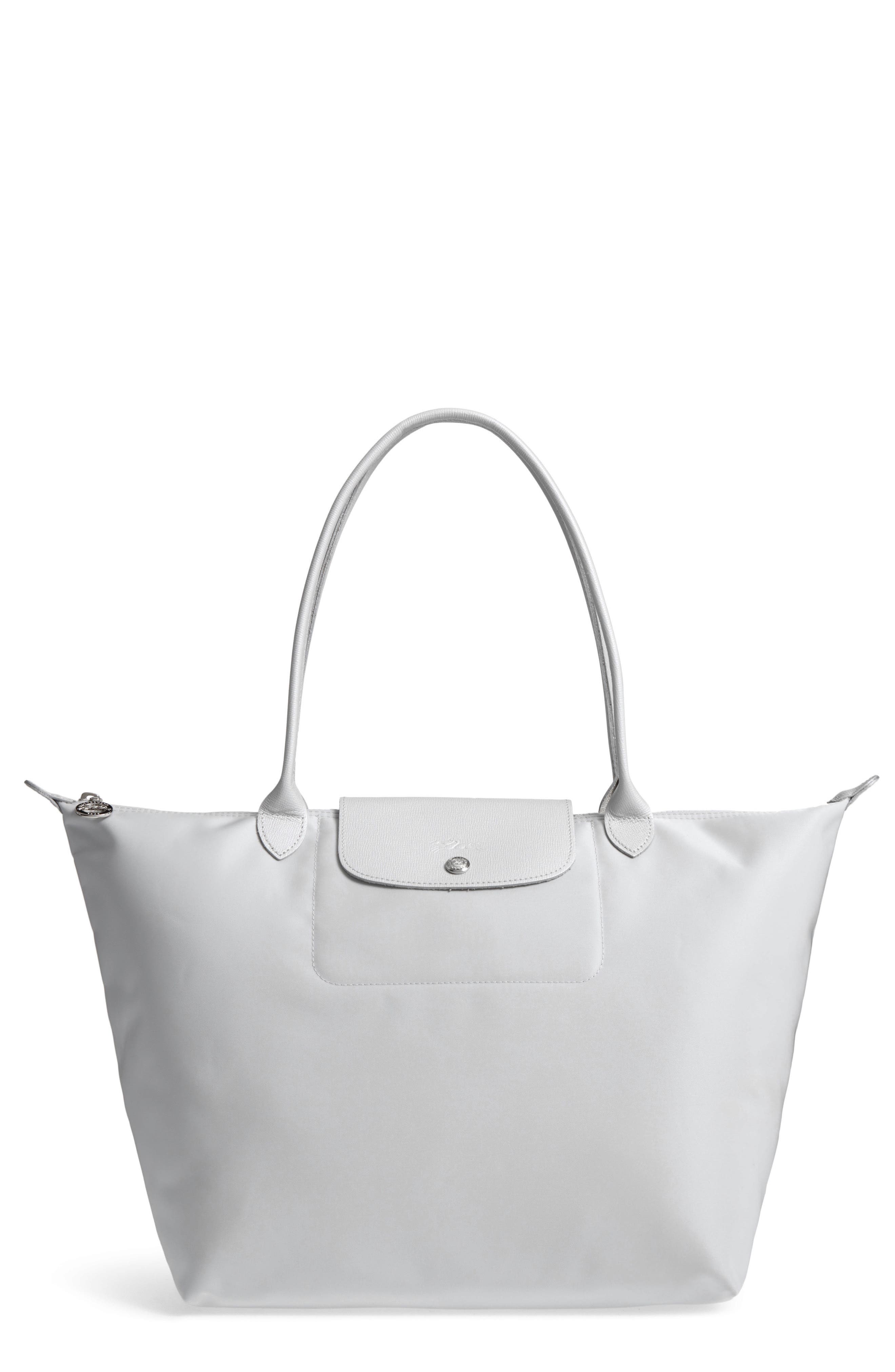 'Large Le Pliage Neo' Nylon Tote, Main, color, SILVER