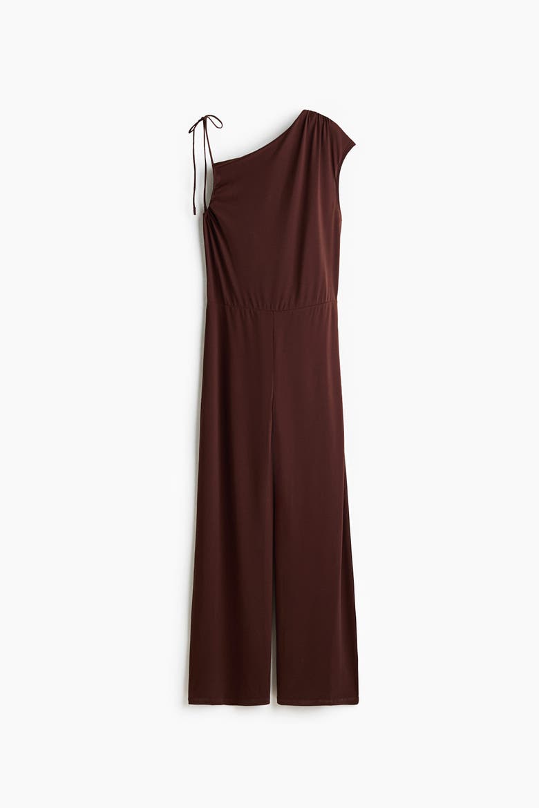 Asymmetric Jersey Jumpsuit, Alternate, color, Dark brown