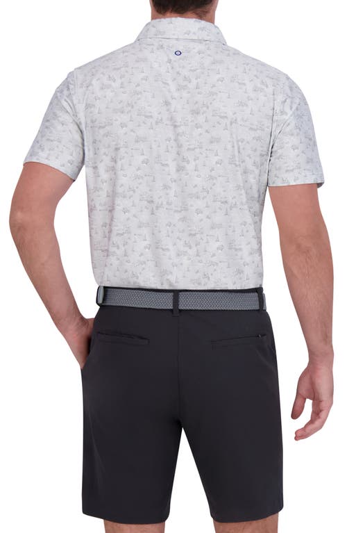 Ben Sherman Amalfi Holiday Print Stretch Tech Polo In Gray