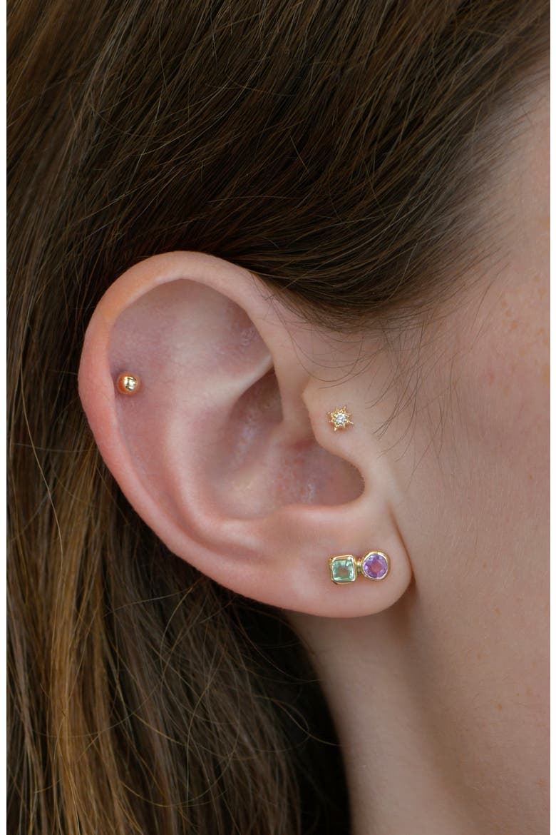 Cléo Jaeda Double Stud Earrings, Alternate, color, 14K YELLOW GOLD/ MULTICOLOR