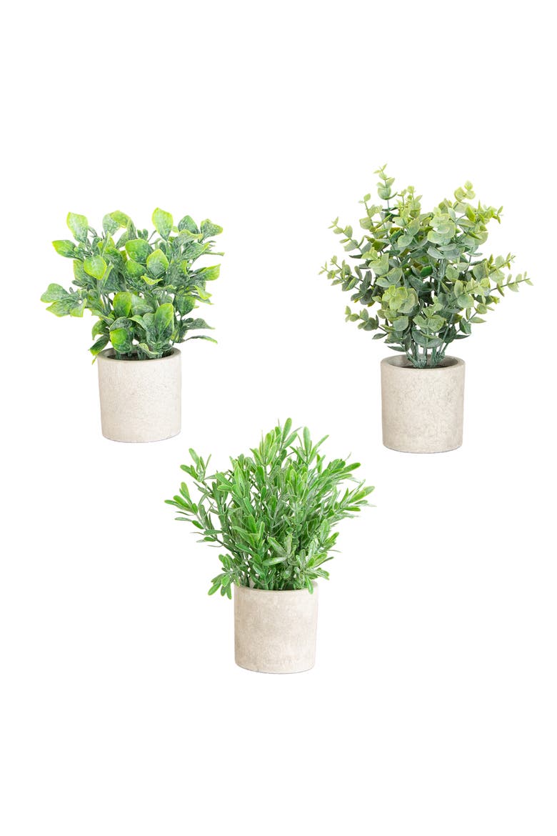 8-in Artificial Mixed Plant in Decorative Planter - Set of 3, Main, color, Green