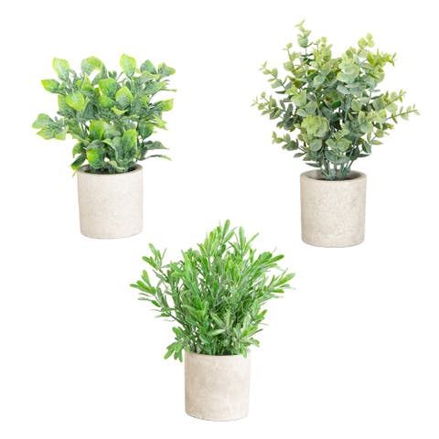 8-in Artificial Mixed Plant in Decorative Planter - Set of 3