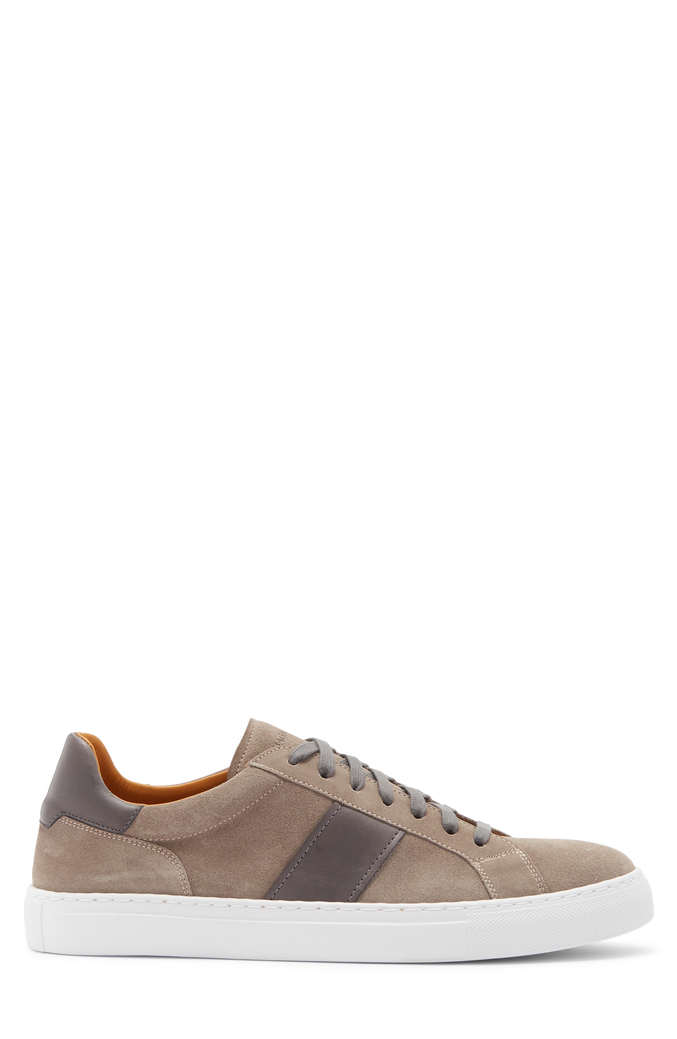 Magnanni Ashley Stripe Suede & Leather Sneaker, Alternate, color, Grey