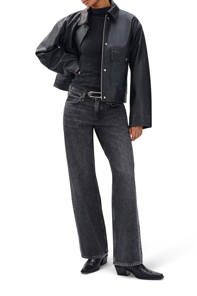 Saige Low Rise Relaxed Straight Jeans, Alternate, color, CHARCOAL