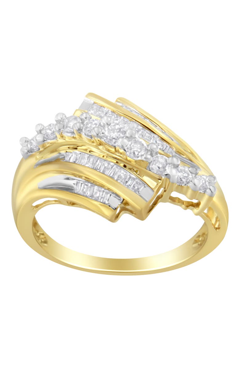 Haus of Brilliance 10K Yellow Gold Round and Baguette 1/2 Cttw Diamond-Cut Ring, Alternate, color, Yellow Gold