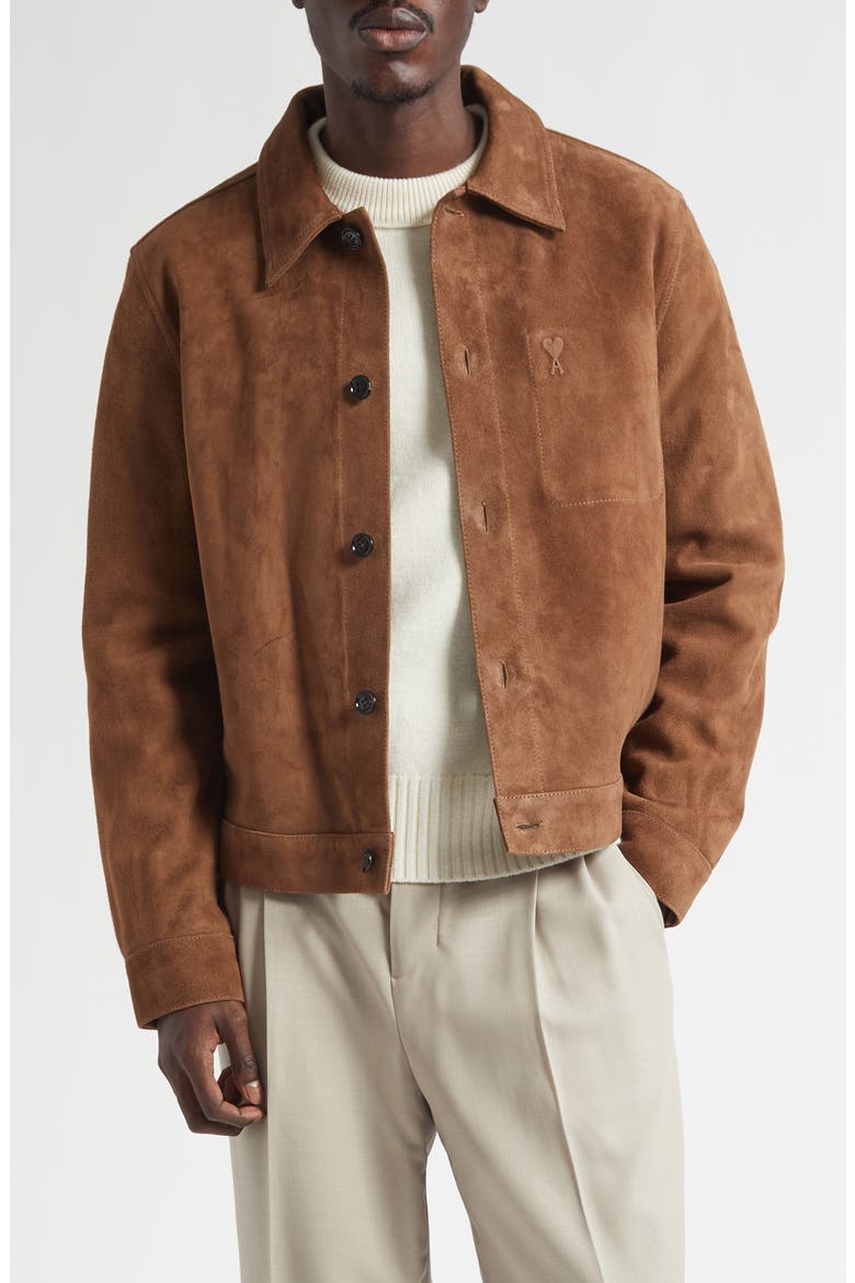 Ami De Coeur Leather Shirt Jacket, Main, color, HAZELNUT