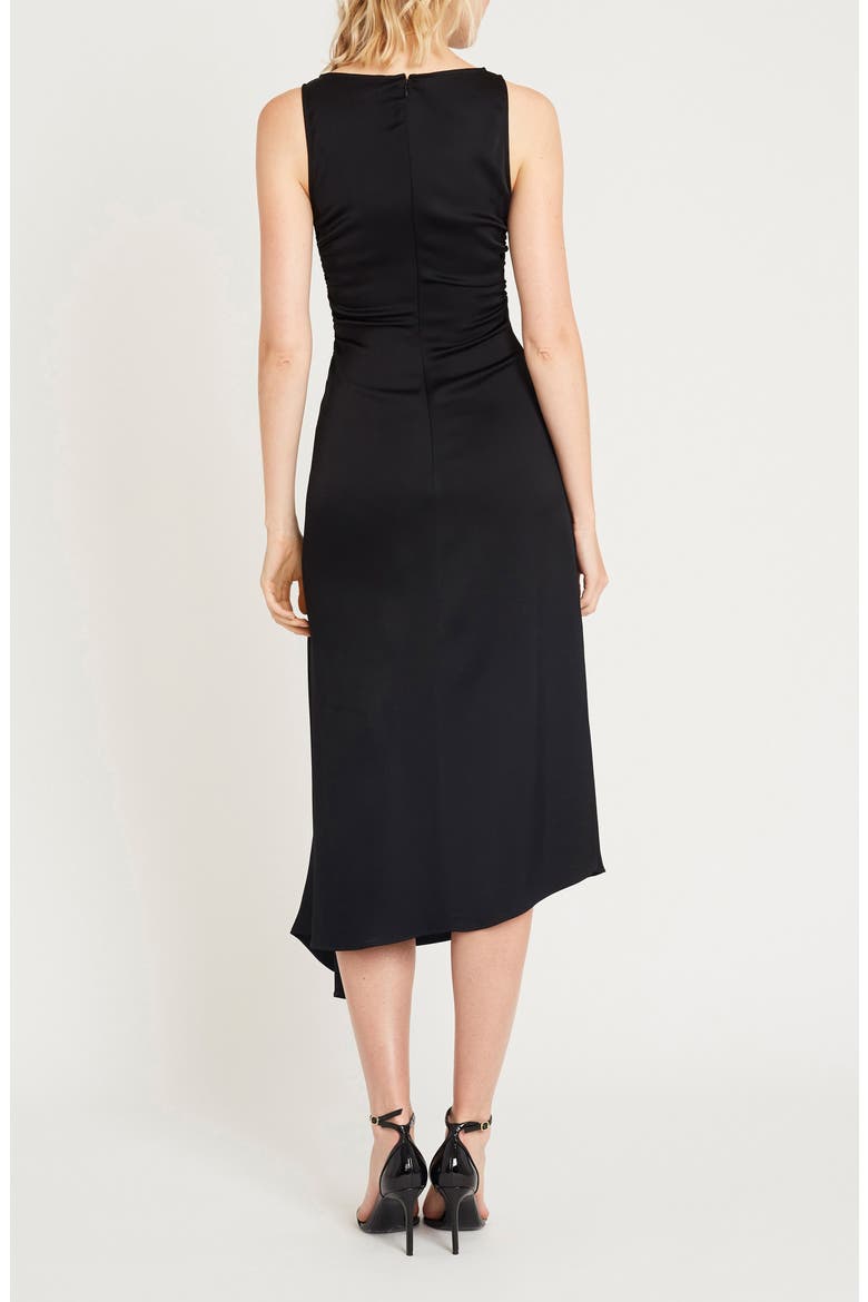 Finch Ruched Satin Midi Dress, Alternate, color, METEORITE