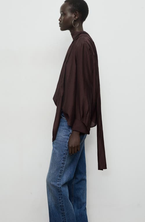 Mango Long Sleeve Woven Shirt In Brown