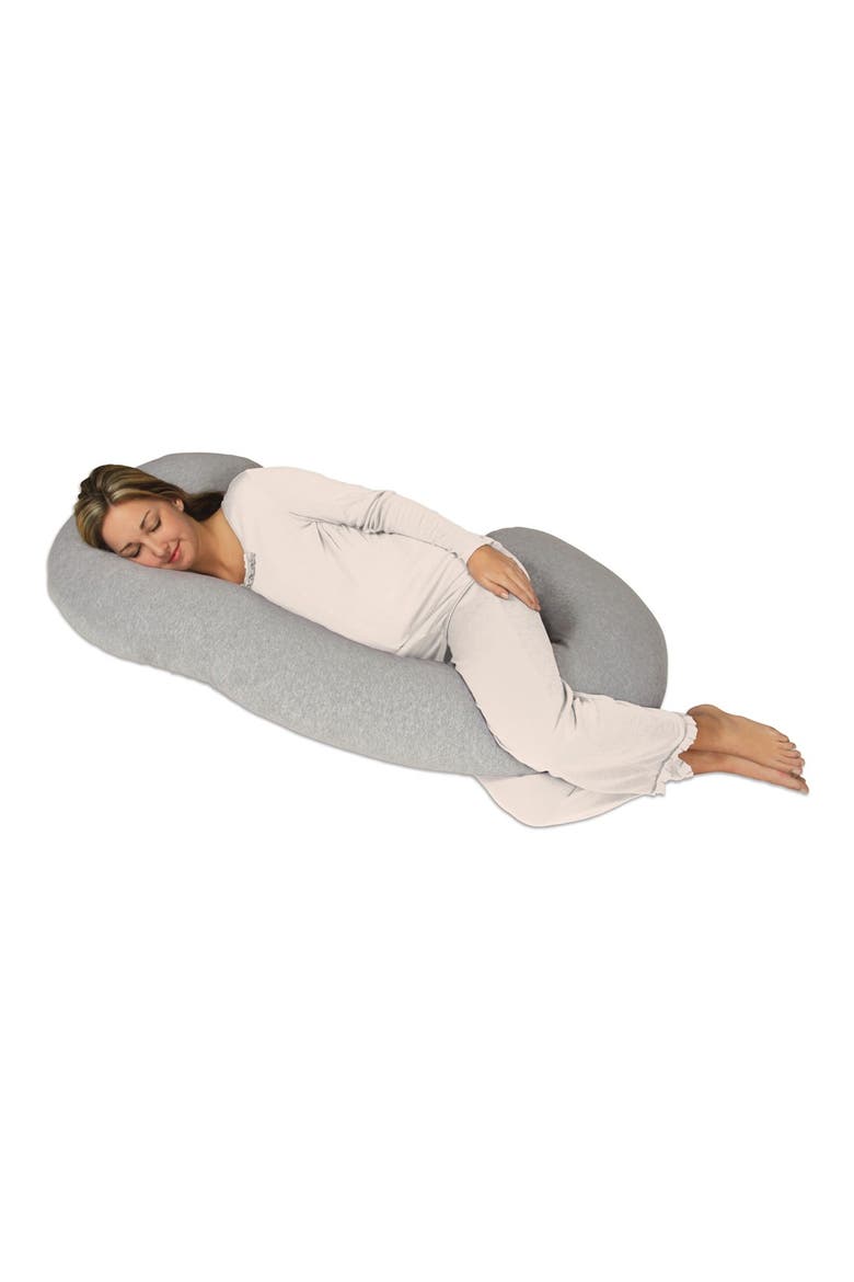 Snoogle Chic Full Body Pregnancy Support Pillow with Jersey Cover, Alternate, color, HEATHER GREY