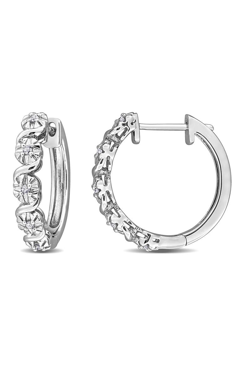 Half Twist Diamond Hoop Earrings - 0.15ct., Main, color, SILVER