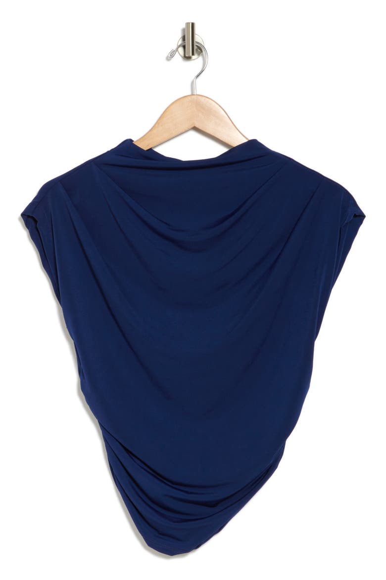 Cap Sleeve Ruched Crop Top, Alternate, color, NAVY