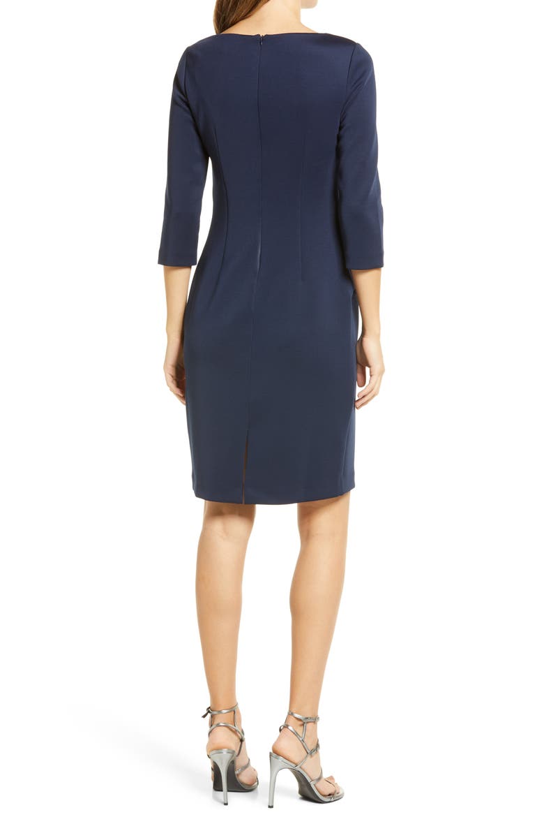Sashed Sheath Dress, Alternate, color, NAVY