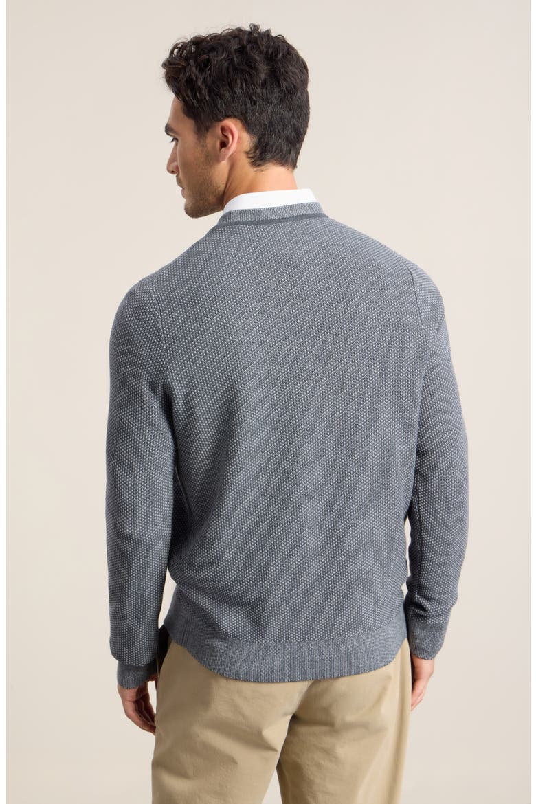 Two Tone Cotton & Cashmere Crewneck Sweater, Alternate, color, COAL- GREY DECEMBER HEATHER