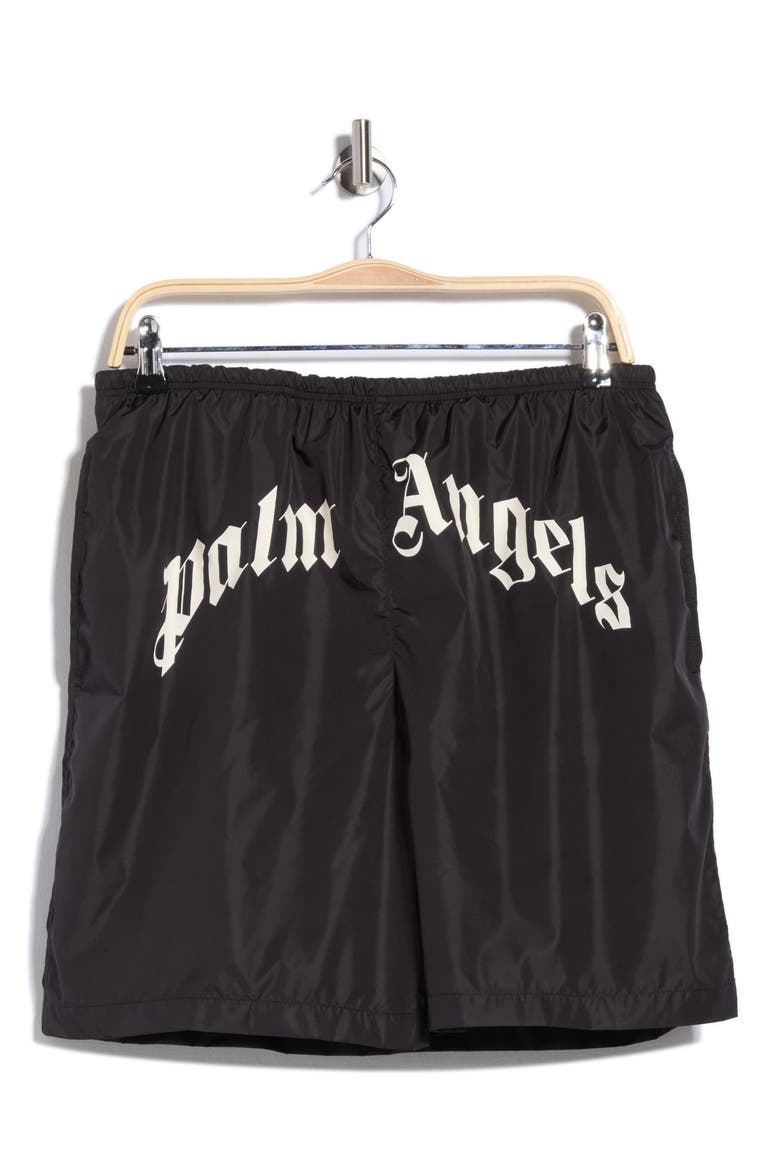 Logo Graphic Swim Trunks, Alternate, color, BLACK/WHITE