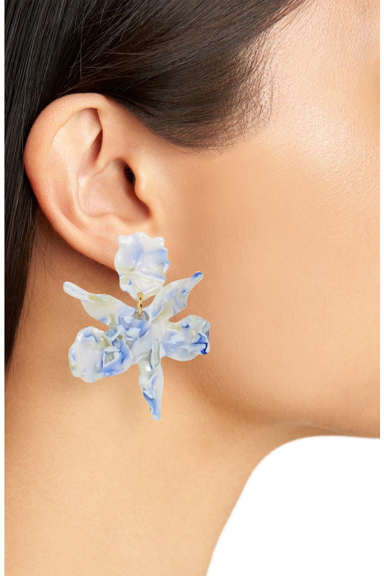 Paper Lily Drop Earrings, Alternate, color, PERIWINKLE TORTOISE