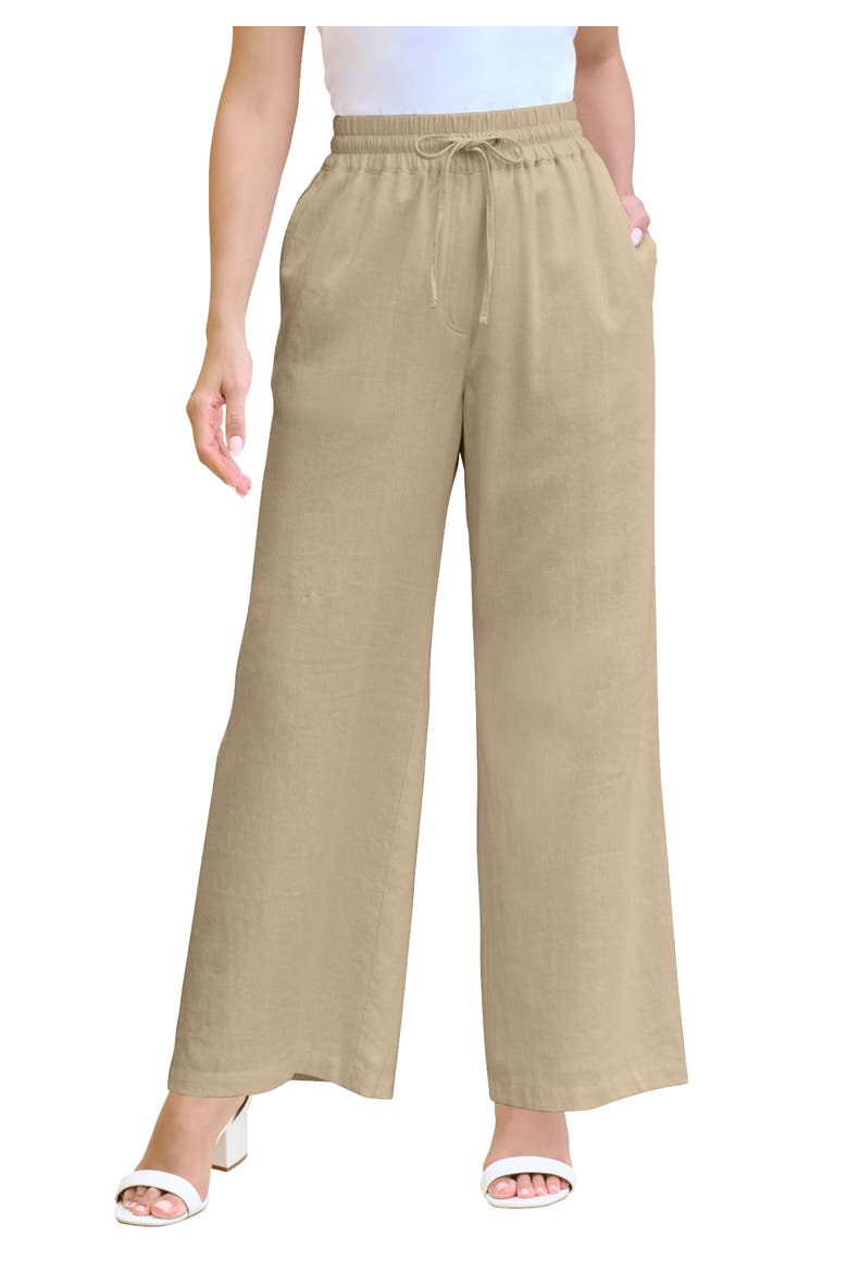 Plus Size Linen Wide Leg Pant, Main, color, SANDY BEIGE