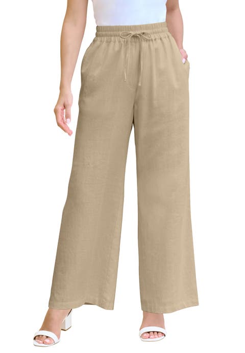 Plus Size Linen Wide-Leg Pant (Plus)