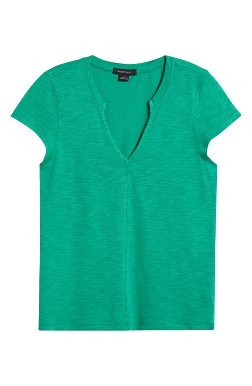 Sanctuary The New Girl Split Neck T-shirt In Green