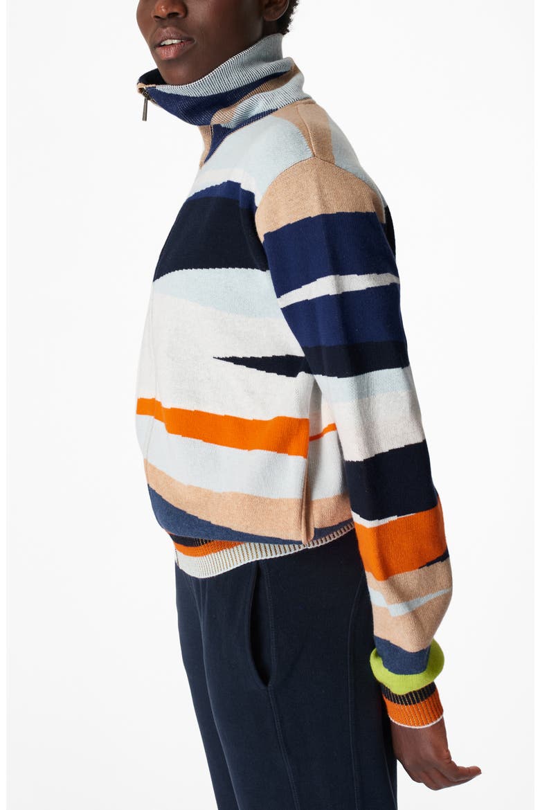 Terrain Full Zip Jacquard Sweater, Alternate, color, ORANGE HILLS PRINT