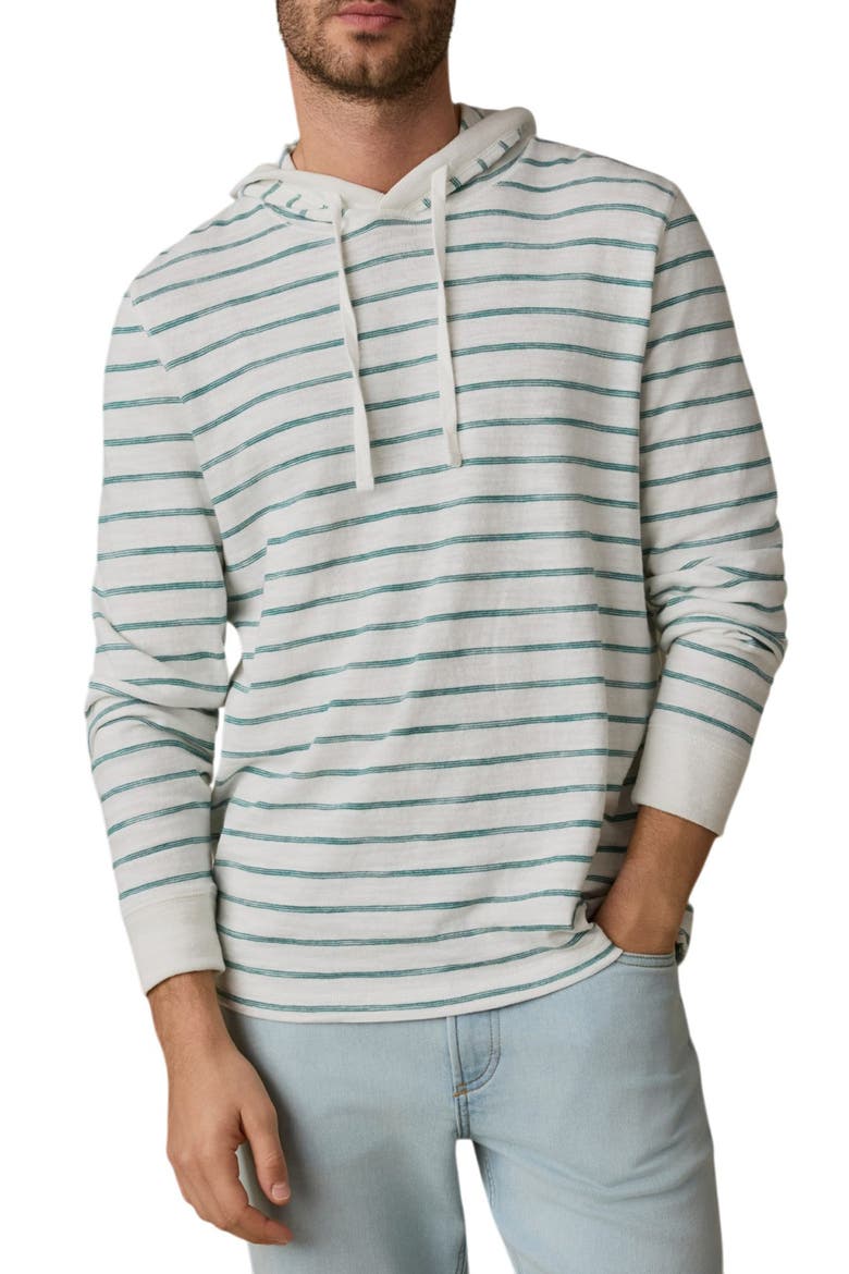 Sunwashed Organic Cotton Slub Hoodie, Main, color, WHITE BISCAYNE STRIPE