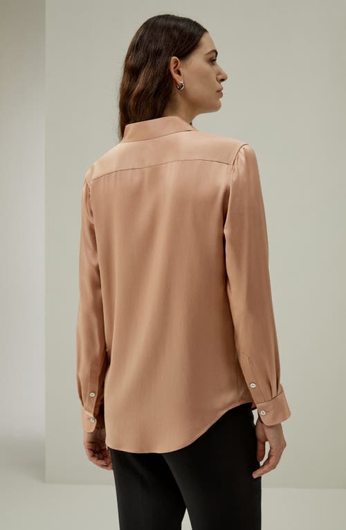 LILYSILK LILYSILK MINIMALIST PLACKET SILK BLOUSE WITH SHELL BUTTONS 