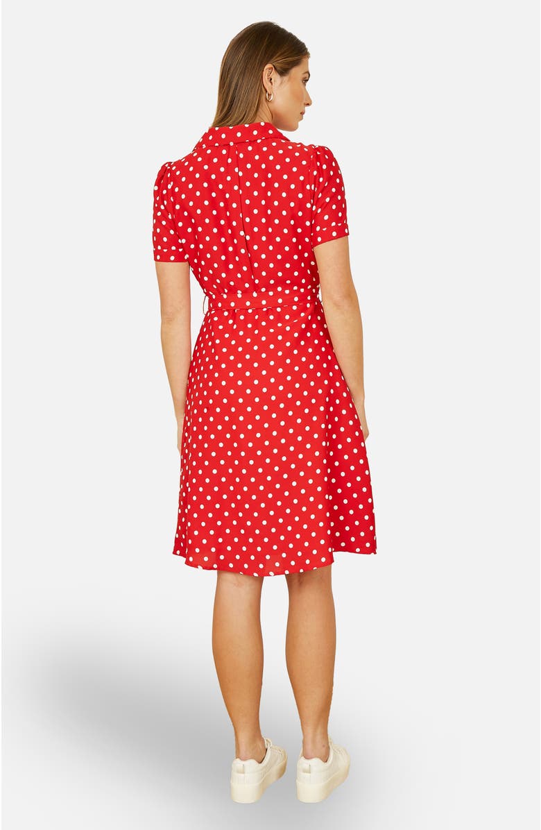 Yumi Retro Shirt Polka Dot Dress, Alternate, color, Red
