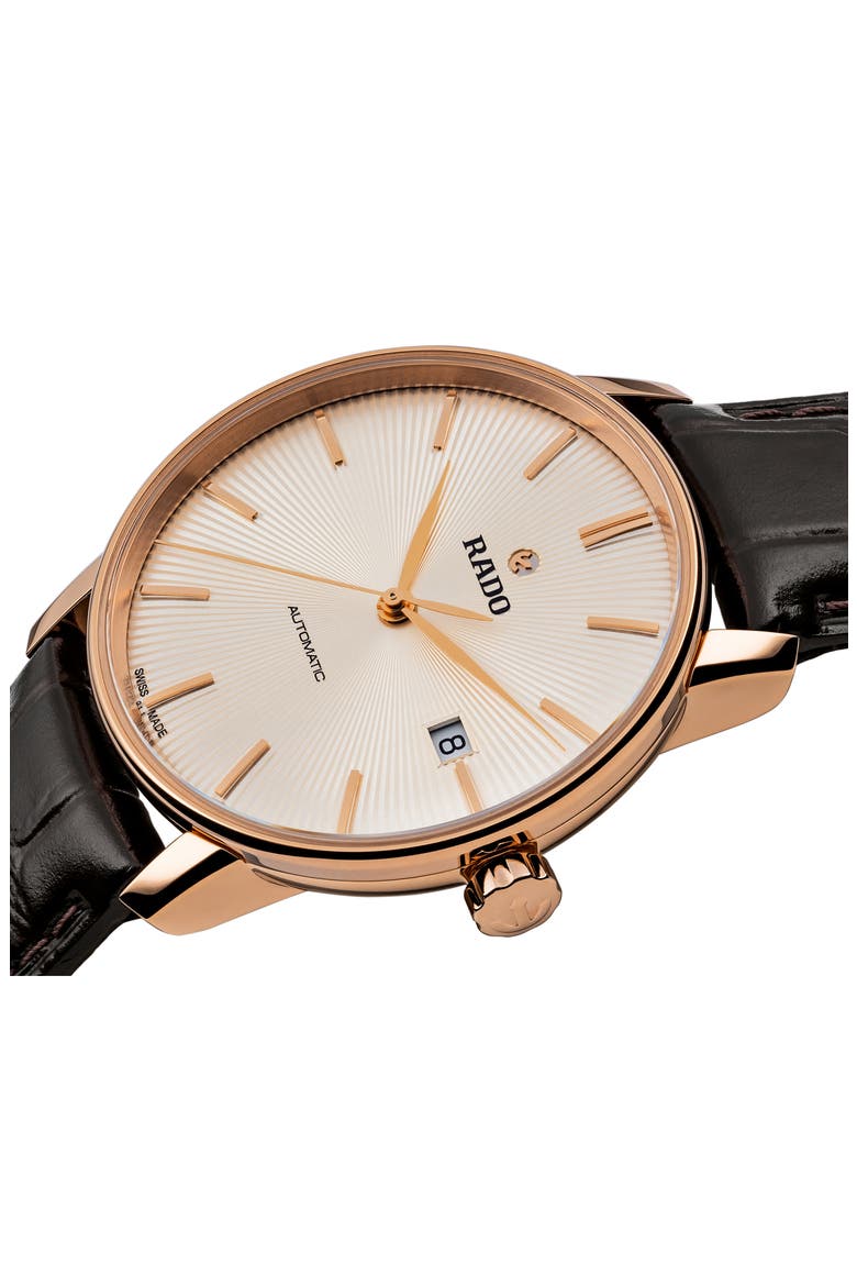 Coupole Classic Automatic Leather Strap Watch, 38mm, Alternate, color, GREY/ BROWN/ GUNMETAL