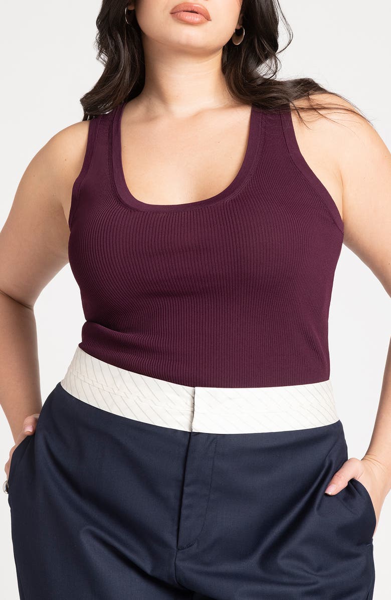 ELOQUII Scoop Neck Rib Tank, Alternate, color,