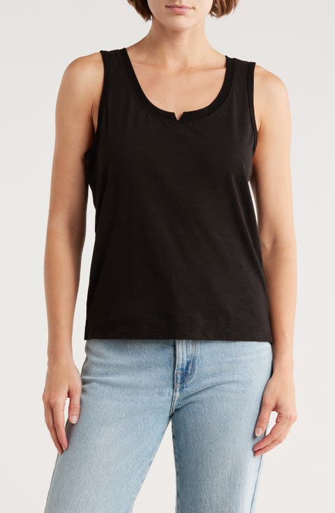 Notched Scoop Neck Tank Top