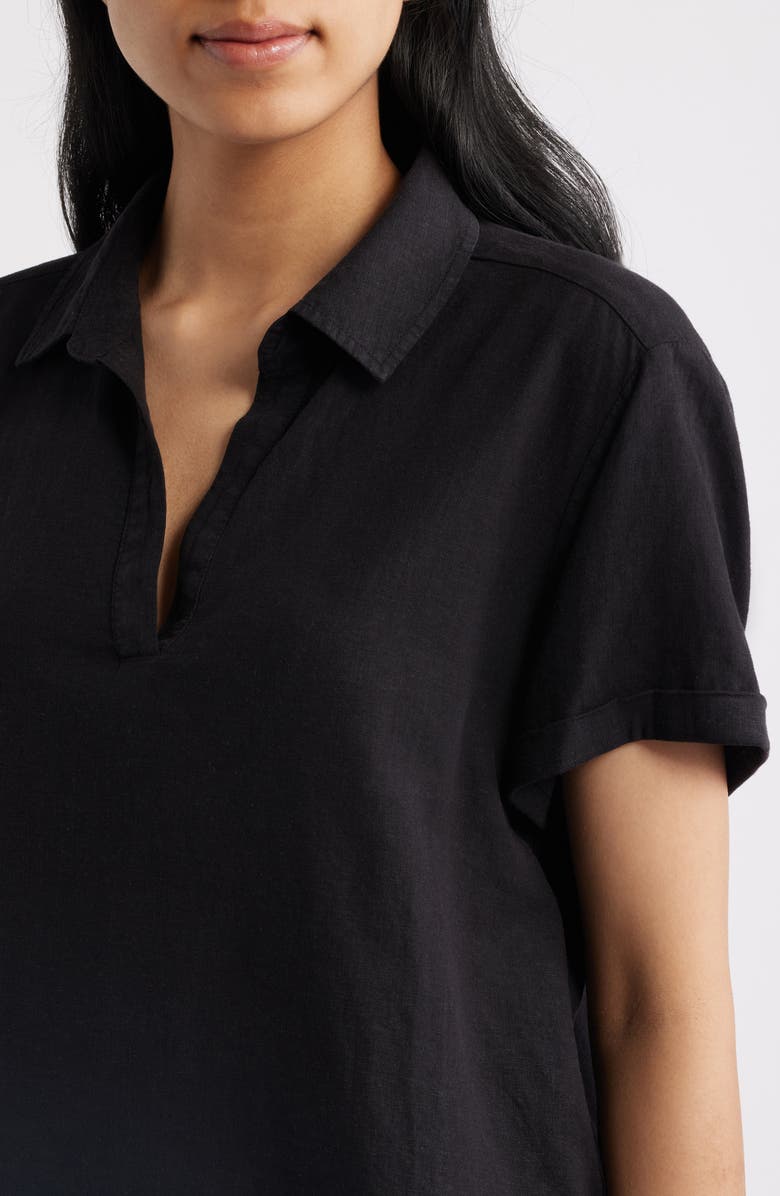 Cloth & Stone Collared Short Sleeve Shirt, Alternate, color, Black