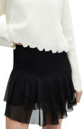 MANGO Tiered Ruffle Asymmetric Miniskirt