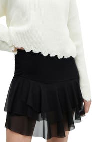 MANGO Tiered Ruffle Asymmetric Miniskirt
