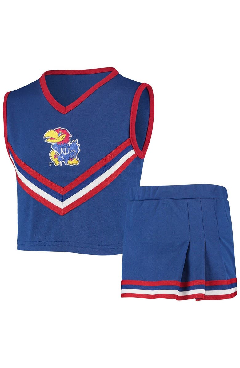 LITTLE KING Girls Youth Royal Kansas Jayhawks Two-Piece Cheer Set, Main, color, Royal