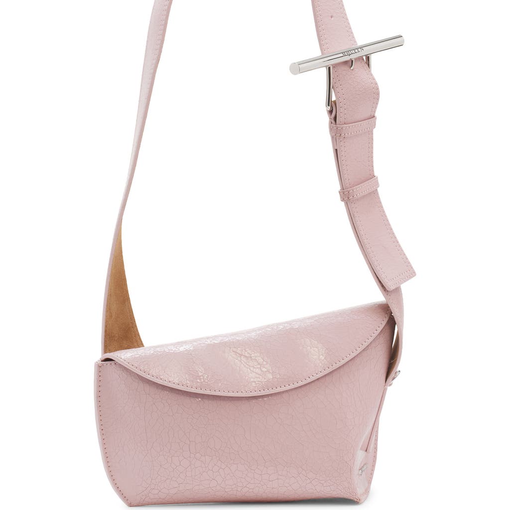 Alexander Mcqueen Mcqueen T-bar Sling Leather Crossbody Pouch In Pink