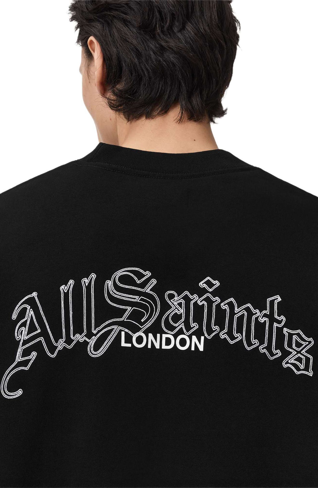 AllSaints Descent Oversize Embroidered Crewneck Sweatshirt (Men