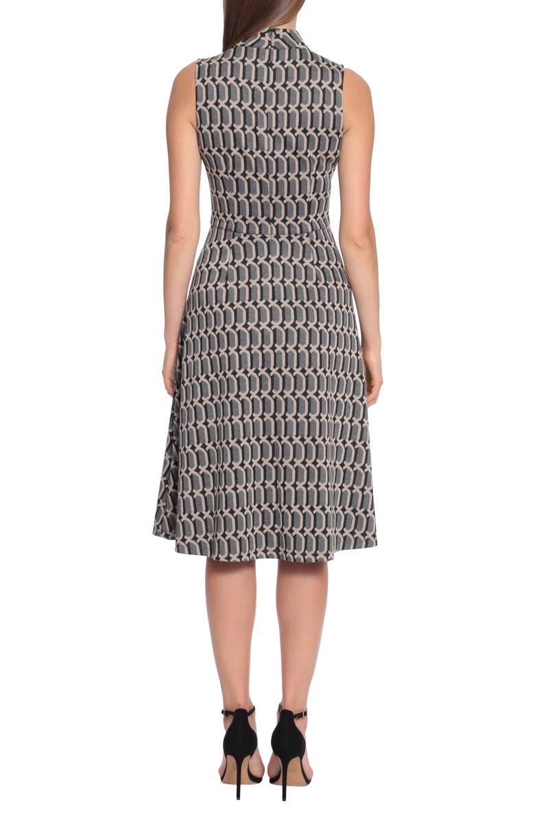 Maggy London Geo Mock Neck Sleeveless Fit & Flare Dress, Alternate, color,