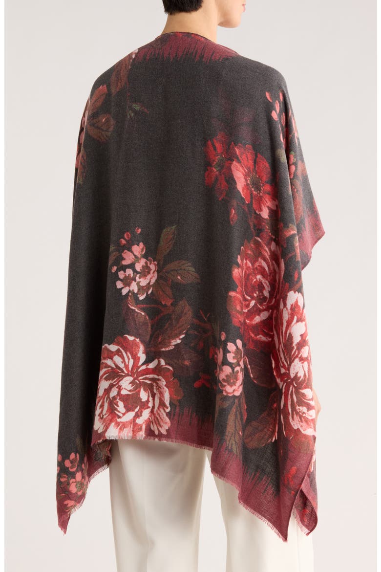 Tapestry Rose Ruana, Alternate, color, BLACK RED