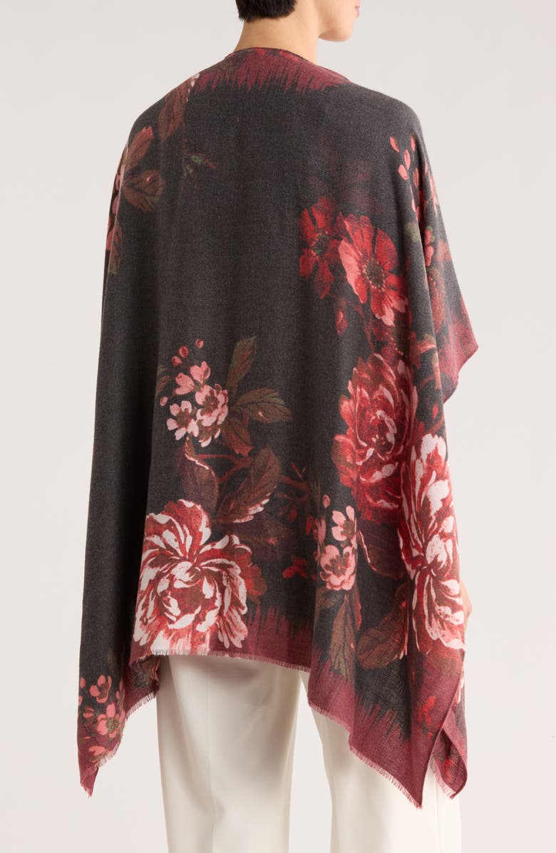 Vince Camuto Tapestry Rose Ruana, Alternate, color, Black Red
