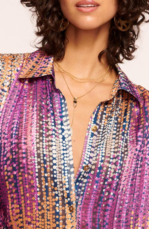 Ramy Brook Mandy Dot Print Crop Button-up Shirt In Deep Lilac Dot