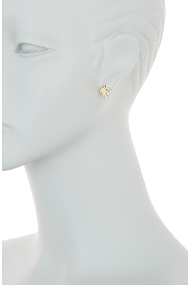 Moon and Star CZ Pavé Stud Earrings, Alternate, color, GOLD