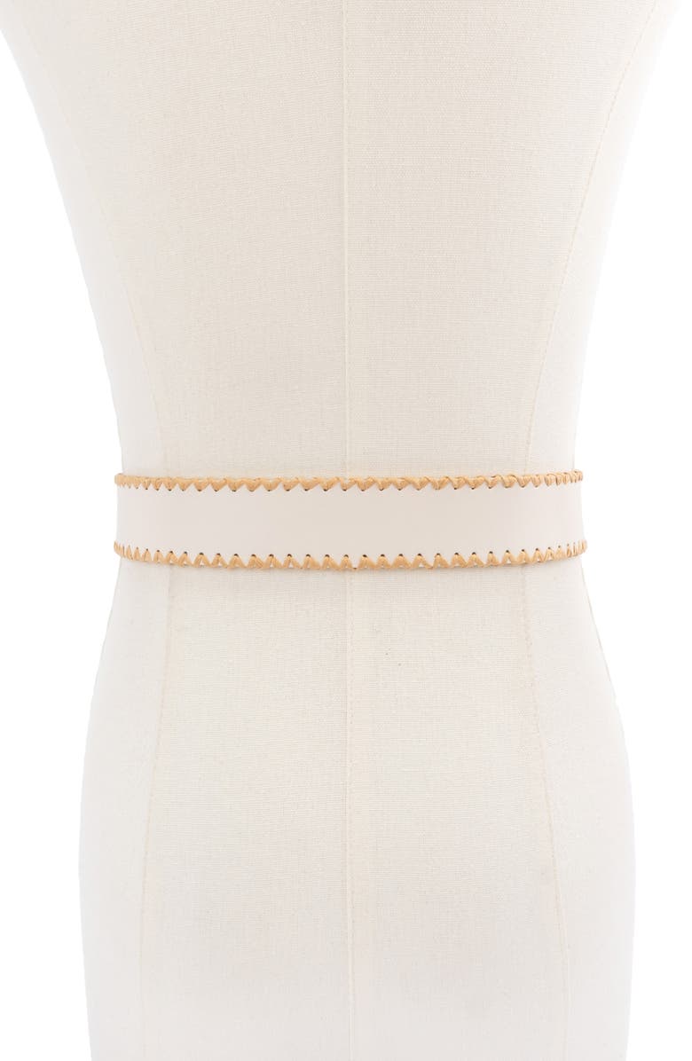 Kate Spade New York straw edge leather belt, Alternate, color, Cream